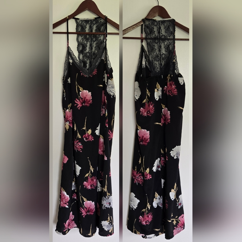 Band Of Gypsies Floral Lace-Back Camisole Black Base Color M